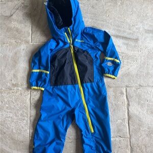 Columbia Omni-Tech Blue rainsuit shell with Yellow Trim